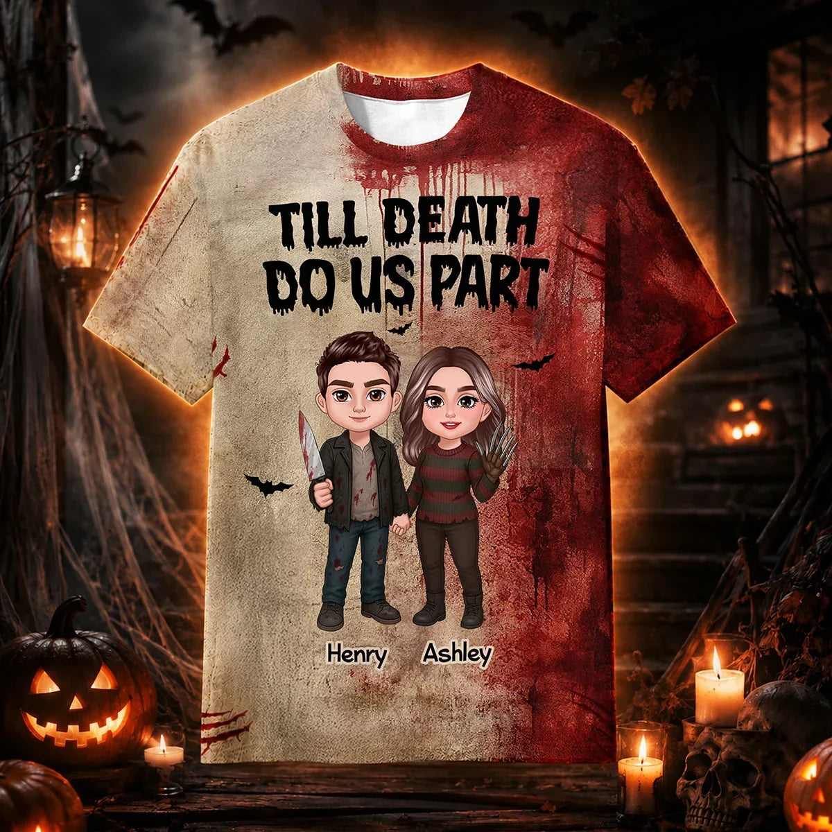 Personalized Horror Couple T-Shirt Gift for Halloween