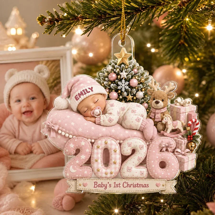 Personalized Acrylic Ornament Baby's 1st Christmas Gift for New Parents