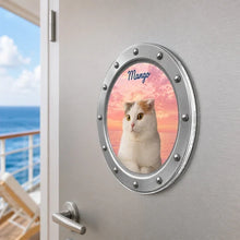 Load image into Gallery viewer, Personalized Acrylic Dog Magnet Peeking Through Porthole Gift for Pet Owners
