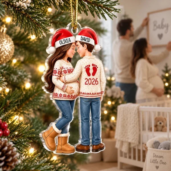 Personalized Acrylic Ornament Expecting Couple Christmas Gift