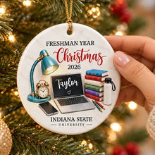 Load image into Gallery viewer, Personalized Ceramic Ornament Custom Name College Freshman Gift
