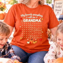 Load image into Gallery viewer, Personalized Classic Tee Pumpkin Word Search Gift for Grandma
