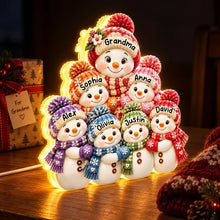 Load image into Gallery viewer, Personalized Acrylic Light Box Grandkids Snowman Gift for Grandma
