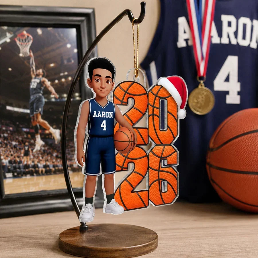 Personalized Acrylic Basketball Player Ornament Gift for Son