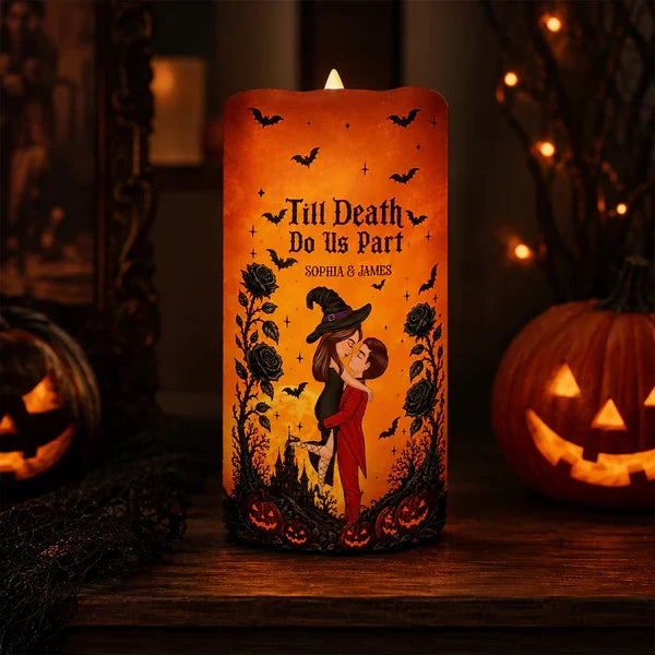 Personalized Flameless LED Candle Kissing Couple Halloween Decor Gift