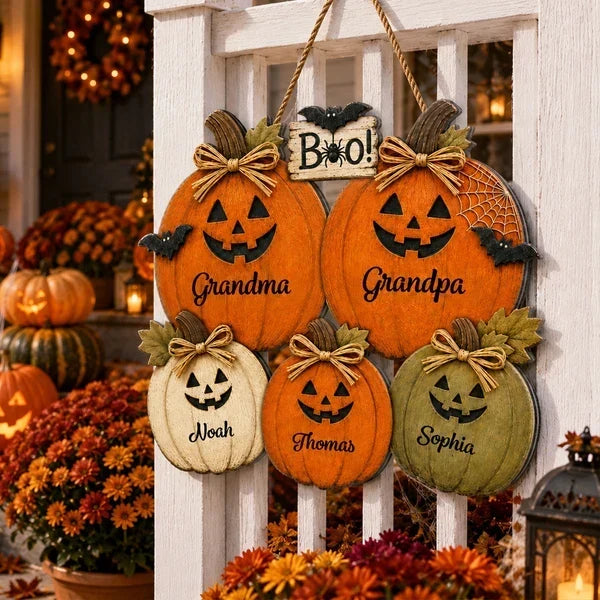 Personalized Halloween Wooden Sign for Grandparents Family Gift