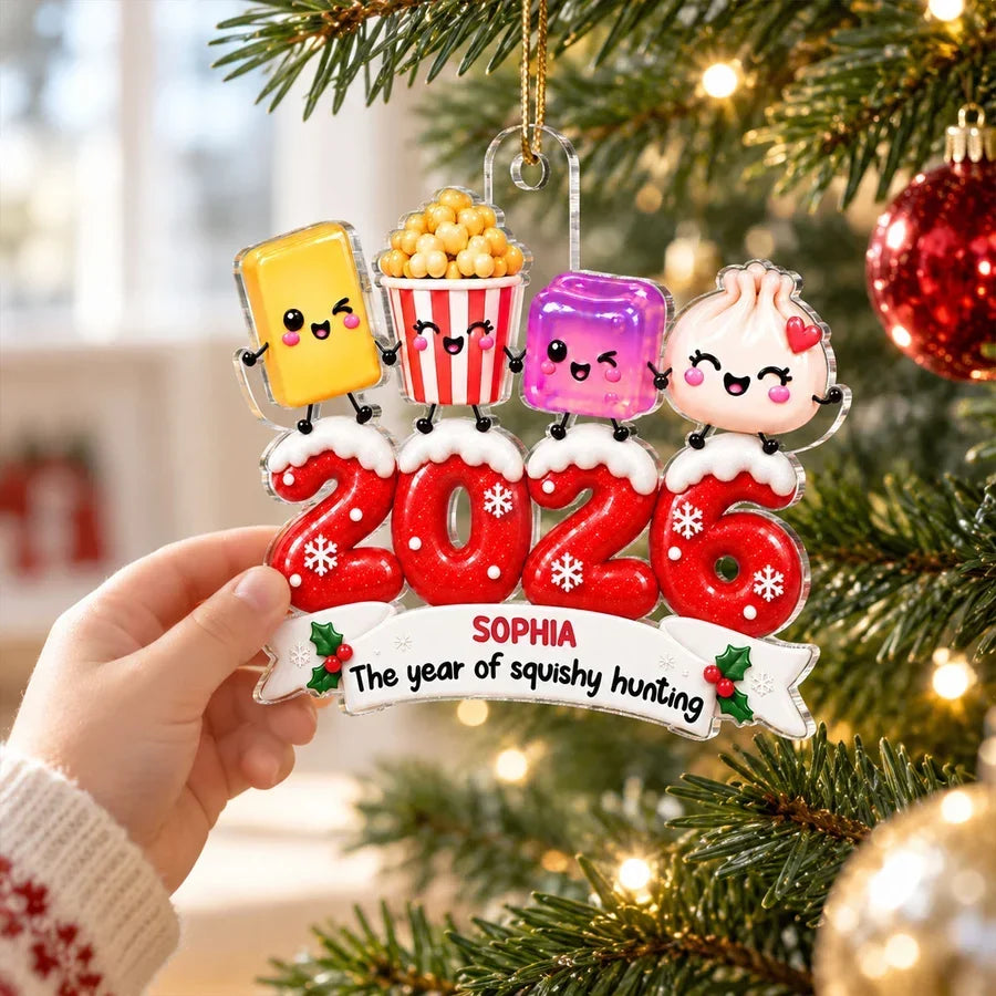Personalized Acrylic Christmas Ornament for Kids - Squishy Friends Gift