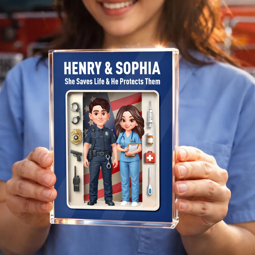 Custom Police and Nurse Figurine Display for Couples - Personalized Gift Plaque MagicInPrints