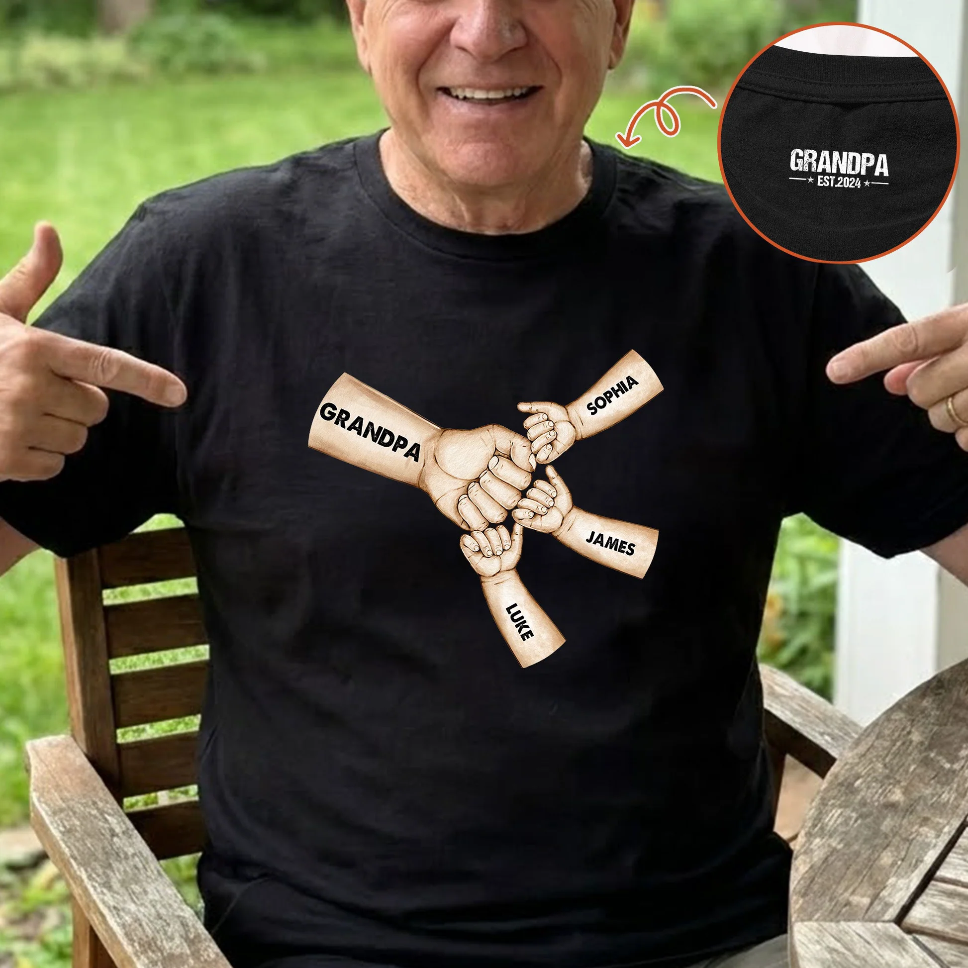 Personalized Grandpa T-Shirt for Family Bonding - Custom Names Gift Cloth MagicInPrints