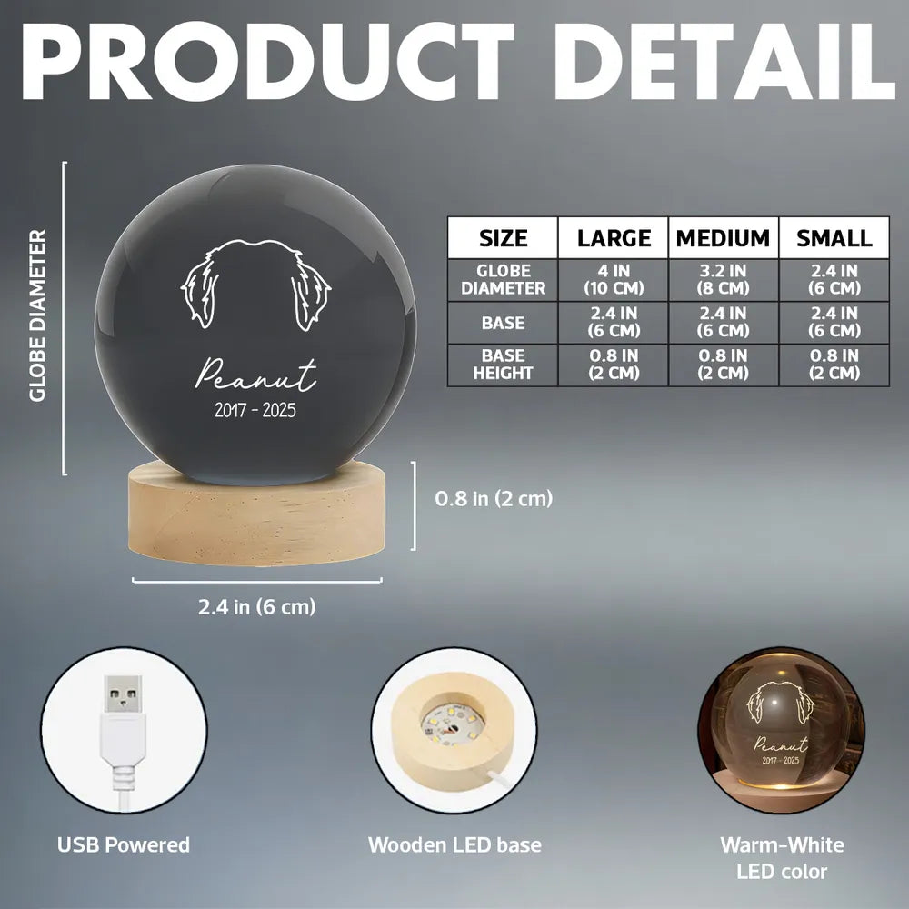 Personalized Pet Memorial Crystal Globe for Dog Lovers - Remembrance Keepsake Lamp MagicInPrints
