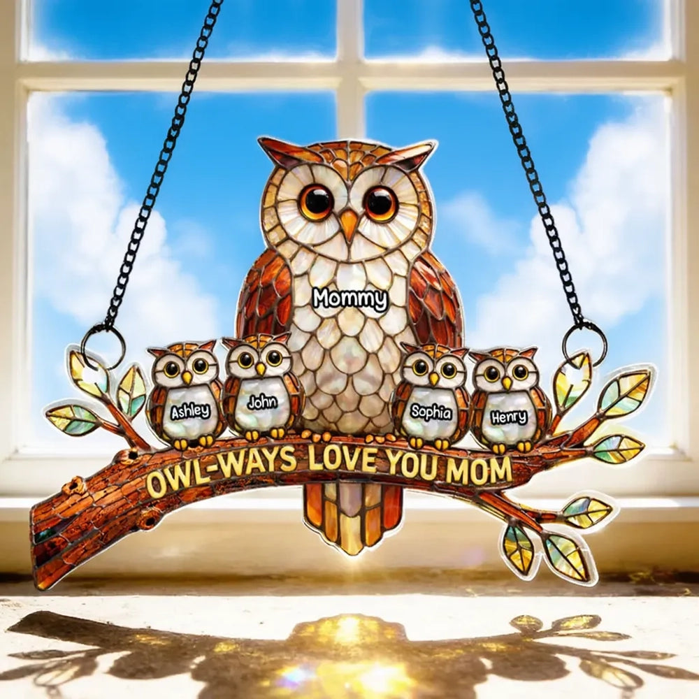 Personalized Owl Family Suncatcher for Moms - Mother's Day Gift Ornament MagicInPrints