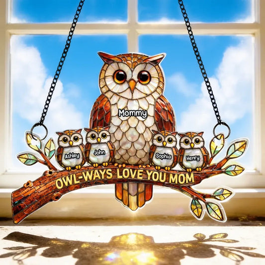 Personalized Owl Family Suncatcher for Moms - Mother's Day Gift Ornament MagicInPrints