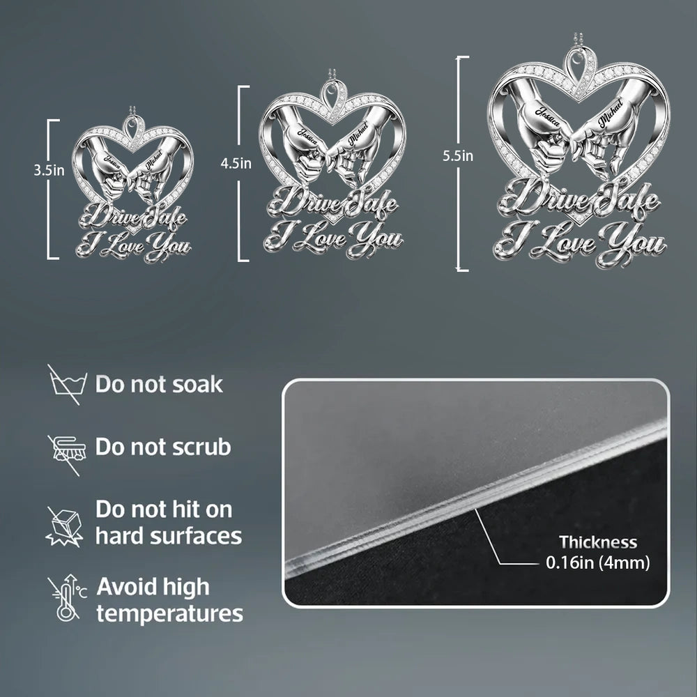 Personalized Car Hanging Ornament for Couples - Drive Safe I Love You Gift Car Hanger MagicInPrints