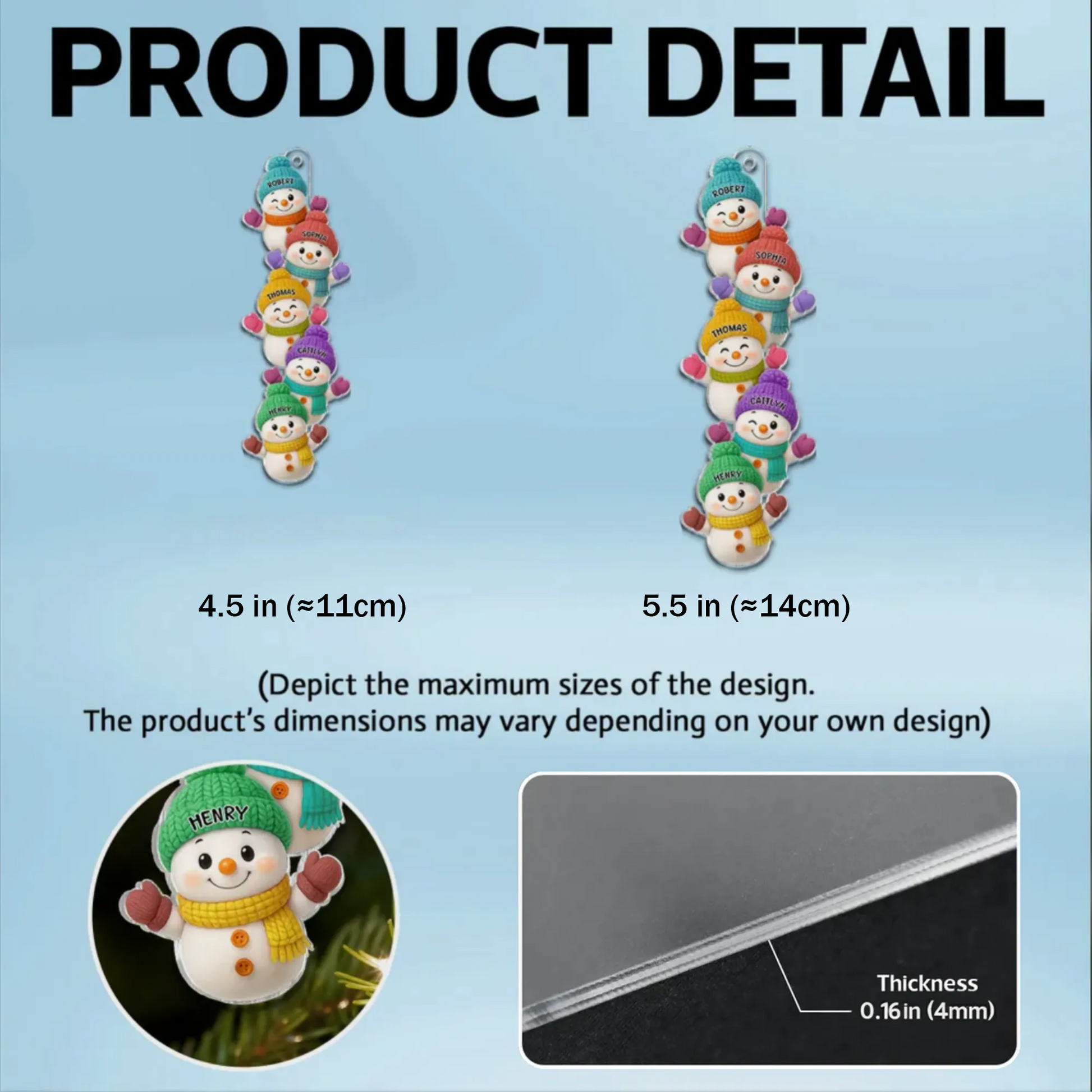Personalized Snowman Family Christmas Ornaments - Holiday Tree Decor Ornament MagicInPrints