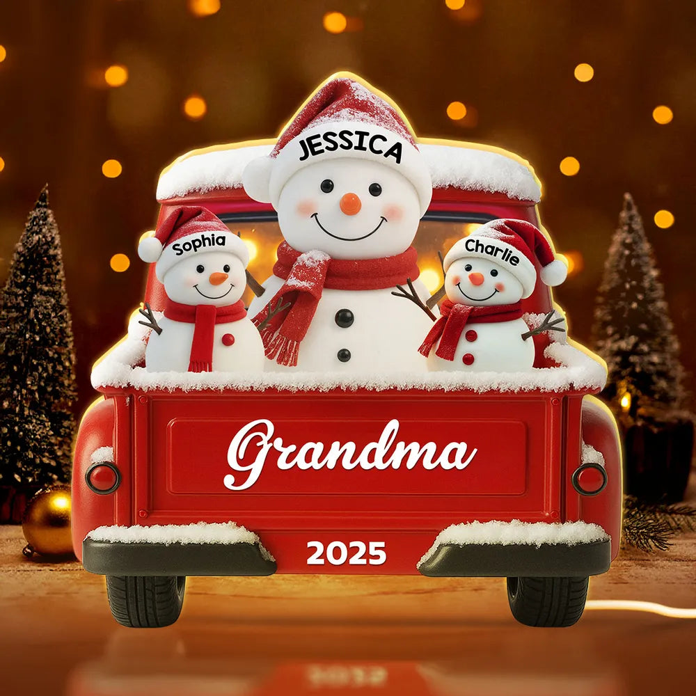 Personalized Snowman Family Ornament for Grandma - Christmas 2025 Decoration Plaque MagicInPrints