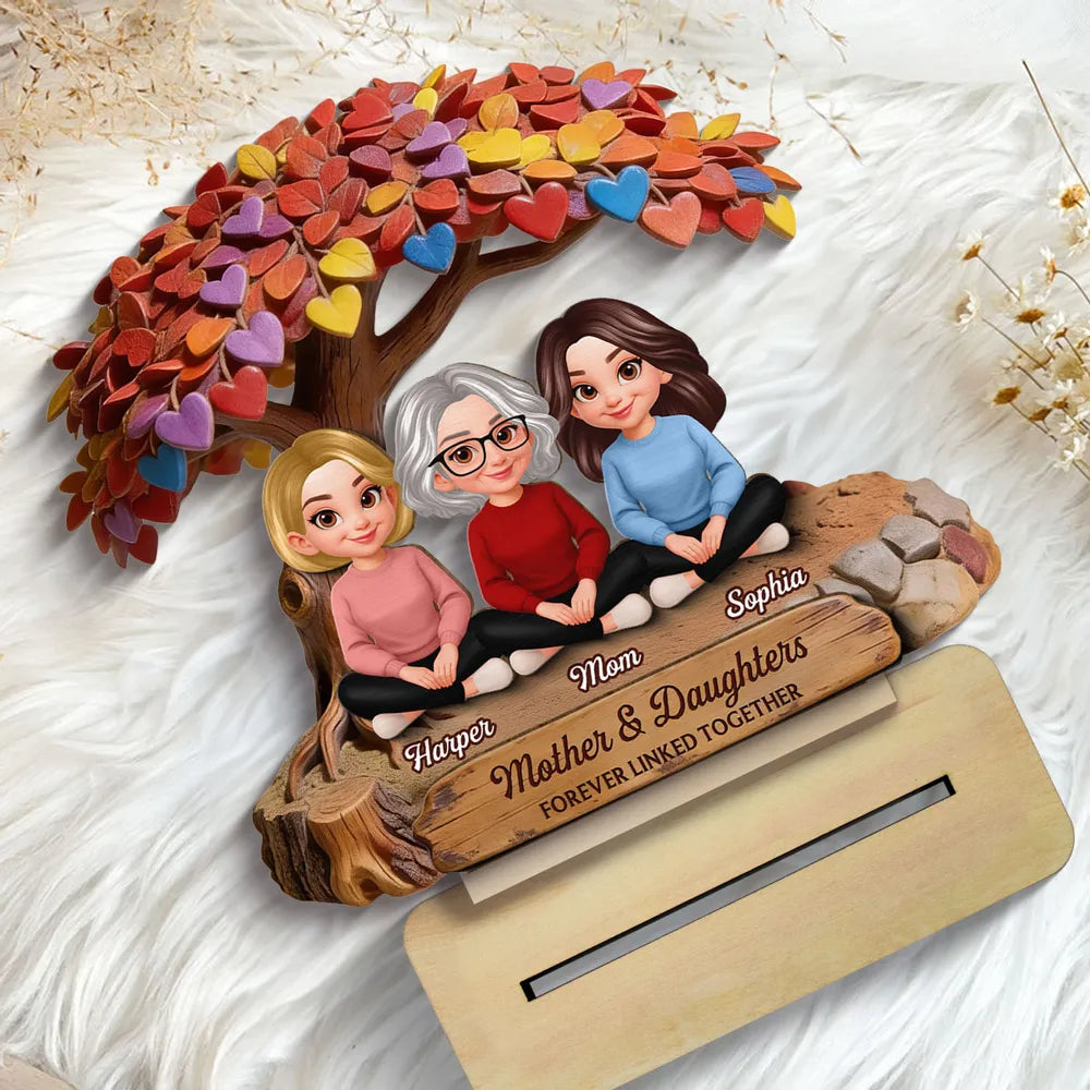 Personalized Mother & Daughters Figurine with Heart Tree - Sentimental Family Gift Plaque MagicInPrints