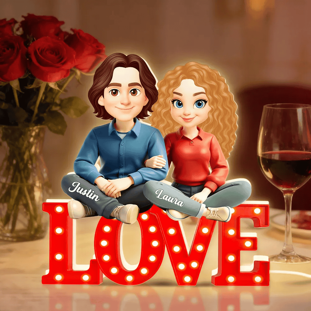Custom Couple Figurine Love Sign for Romantic Gift - Personalized Home Decor Plaque MagicInPrints