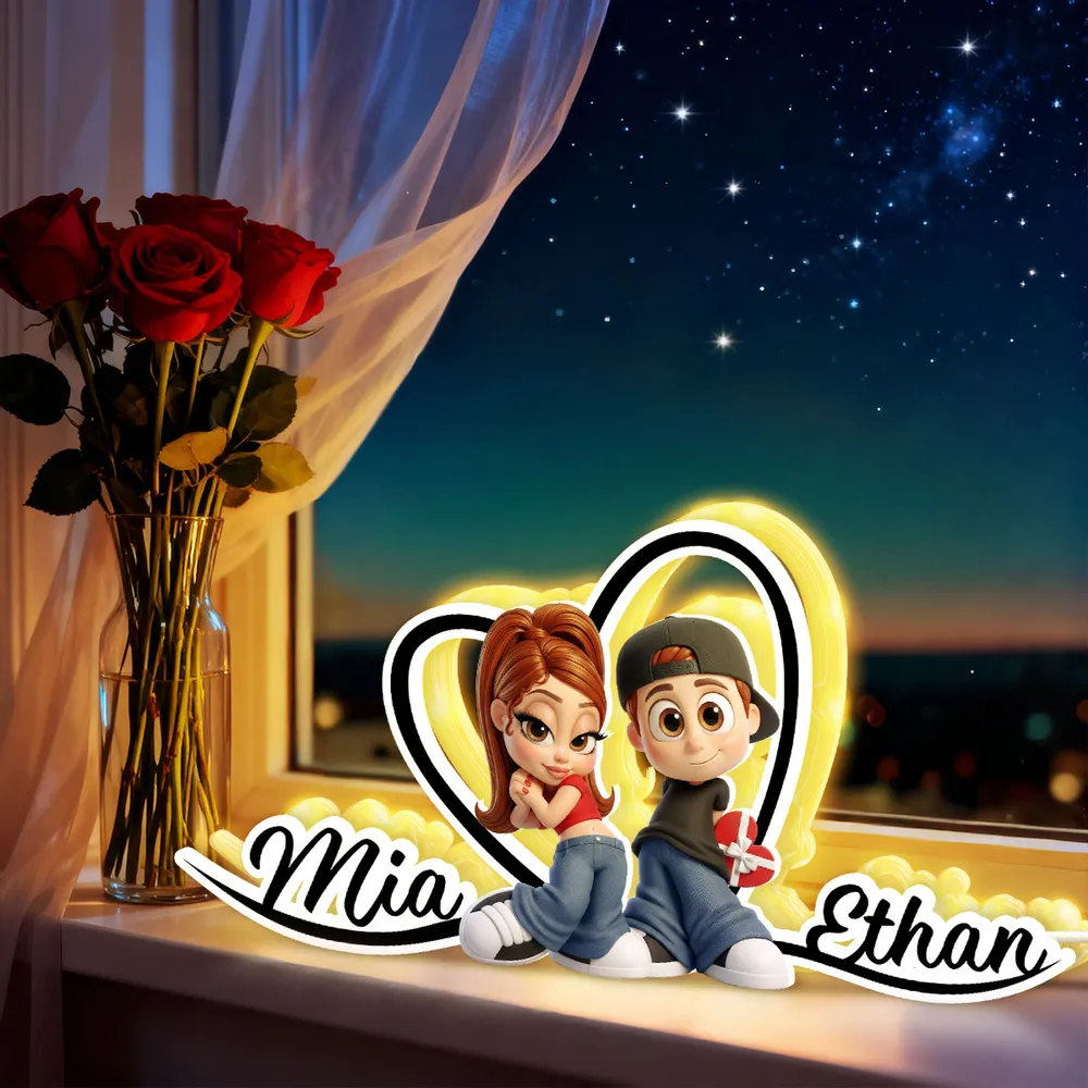 Personalized LED Night Light for Couples with Custom Names - Romantic Gift Plaque MagicInPrints