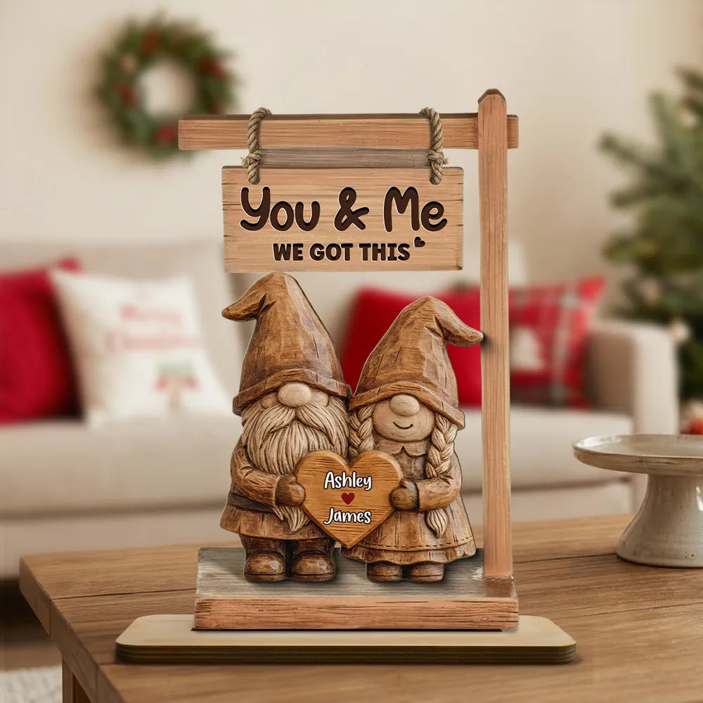 Personalized Gnome Couple Figurine for Couples - Romantic Home Decor Gift Plaque MagicInPrints