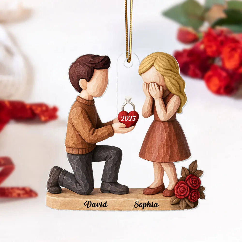 Personalized Engagement Ornament for Couples - Romantic Christmas Proposal Keepsake Ornament MagicInPrints