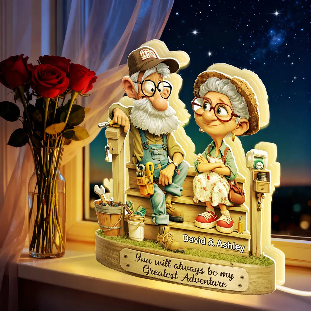 Personalized Grandparent Figurine Gift - Custom Couple LED Light - Sentimental Home Decor Plaque MagicInPrints