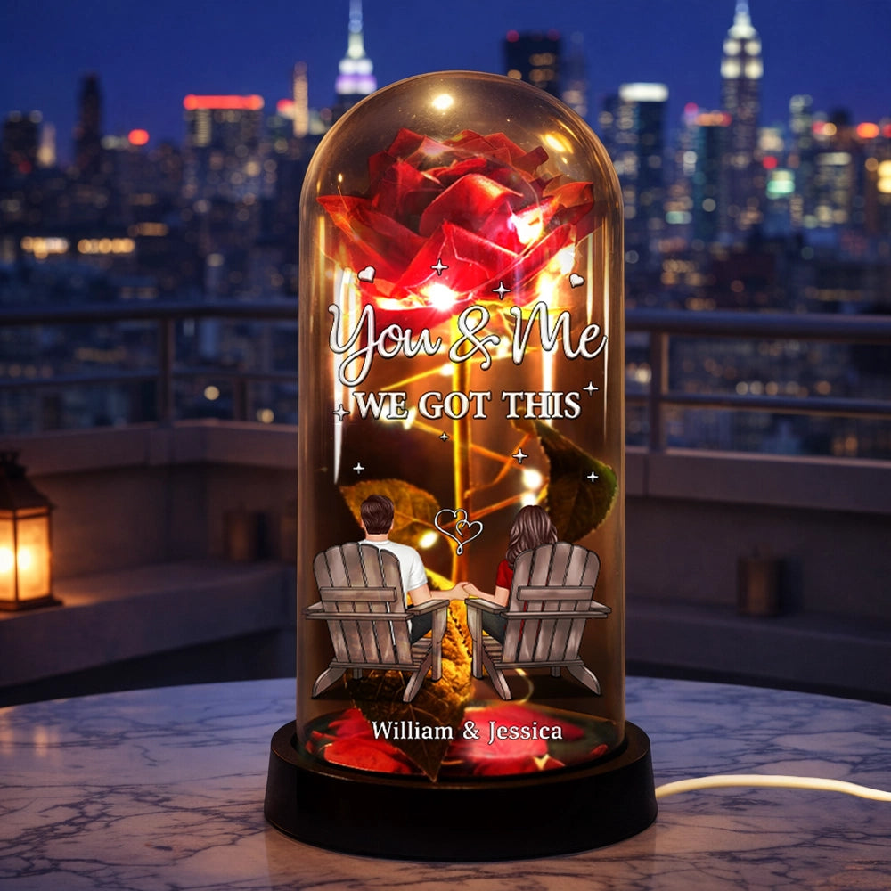 Personalized LED Rose Dome Light for Couples - Romantic Gift Lamp MagicInPrints