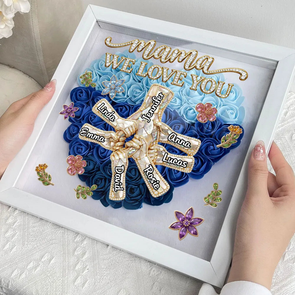 Personalized Shadow Box for Mom with Custom Names and Floral Design - Mother's Day Gift Plaque MagicInPrints