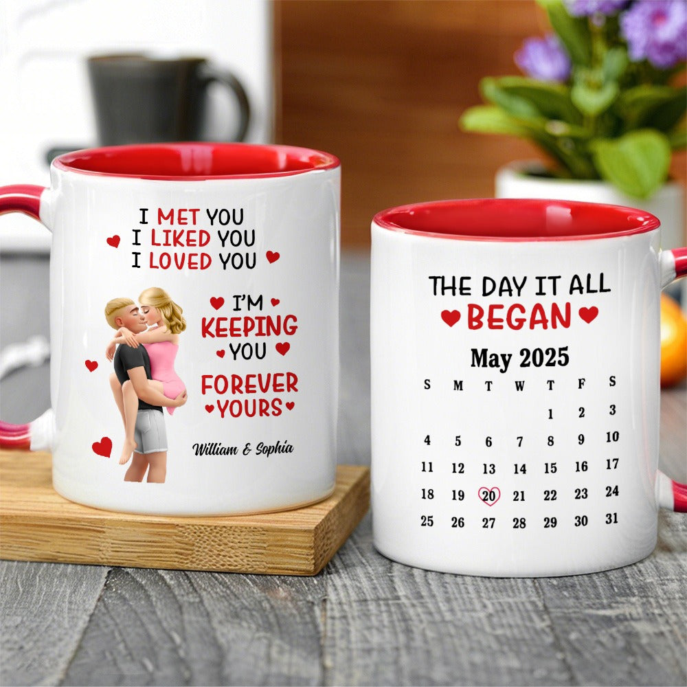 Personalized Couple Mug Set with Calendar - Anniversary Gift for Partners Cup MagicInPrints