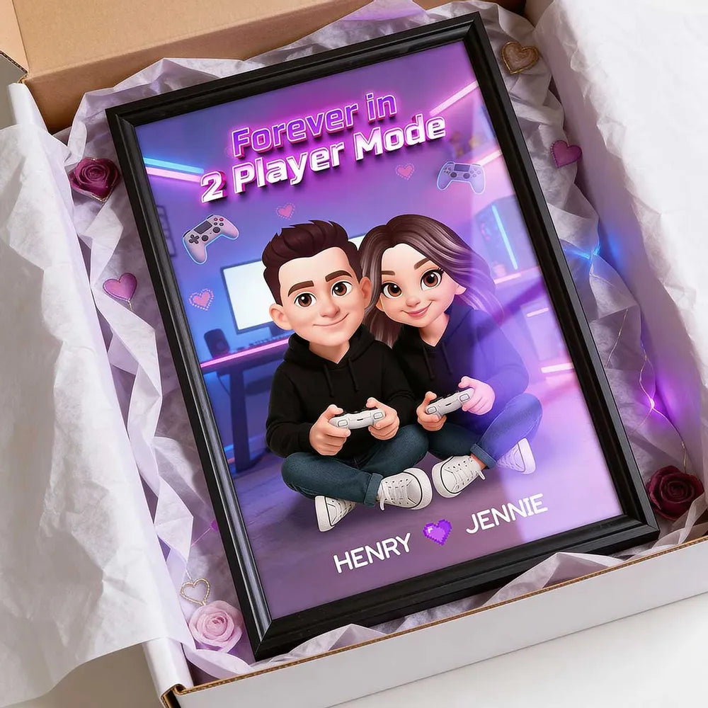 Personalized Couple Gamer Poster - Custom Names & Avatar - Perfect for Gaming Lovers Poster or Canvas MagicInPrints