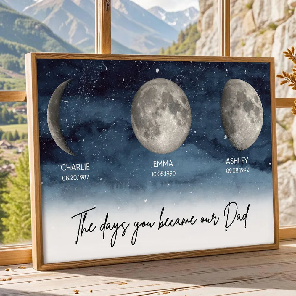 Personalized Moon Phase Art for Dad - Custom Date Gift Poster or Canvas MagicInPrints
