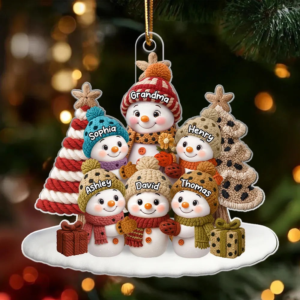 Custom Family Snowman Ornament for Christmas - Personalized Gift for Grandma Ornament MagicInPrints