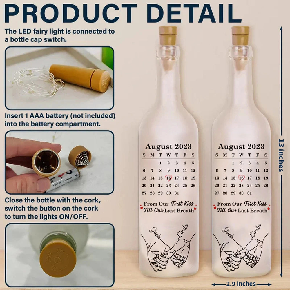 Personalized LED Bottle Lamp for Couples - Romantic Anniversary Gift Lamp MagicInPrints