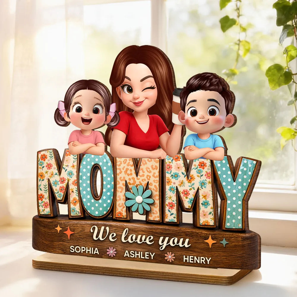 Personalized Family Figurine for Mom - Custom Names Gift for Mother's Day Plaque MagicInPrints