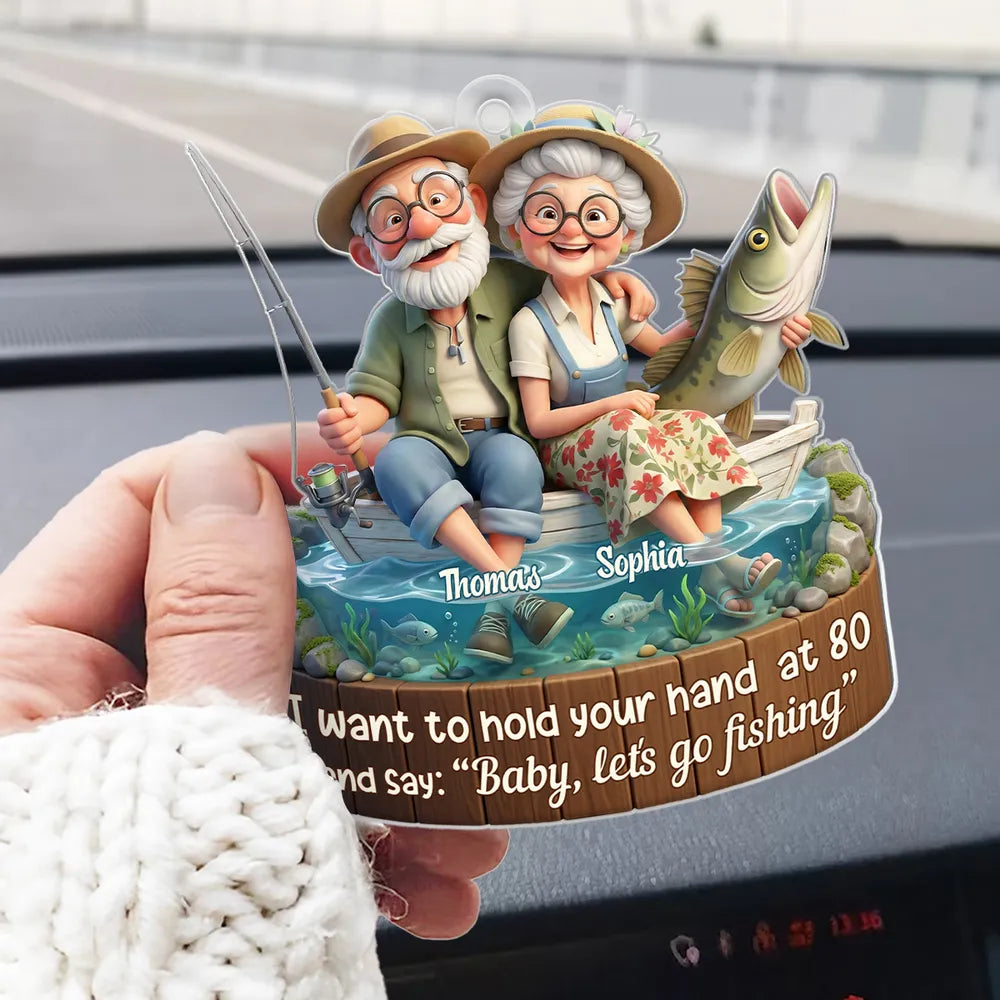 Personalized Fishing Couple Car Ornament for Seniors - Romantic Keepsake Gift Ornament MagicInPrints