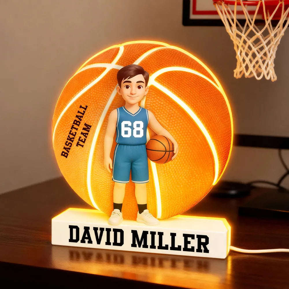 Personalized Basketball LED Night Light for Kids - Custom Name Gift Plaque MagicInPrints