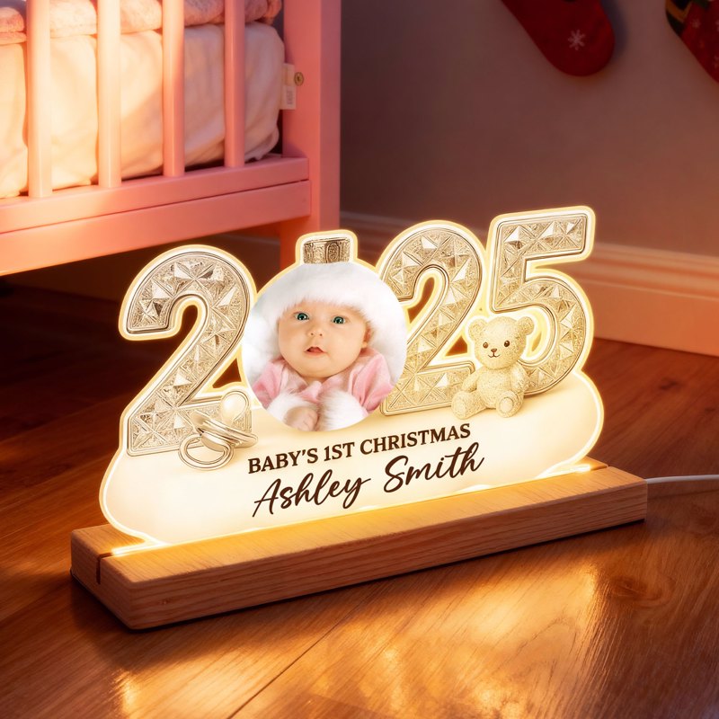 Personalized Baby's First Christmas LED Light for 2025 - Custom Name Gift Plaque MagicInPrints