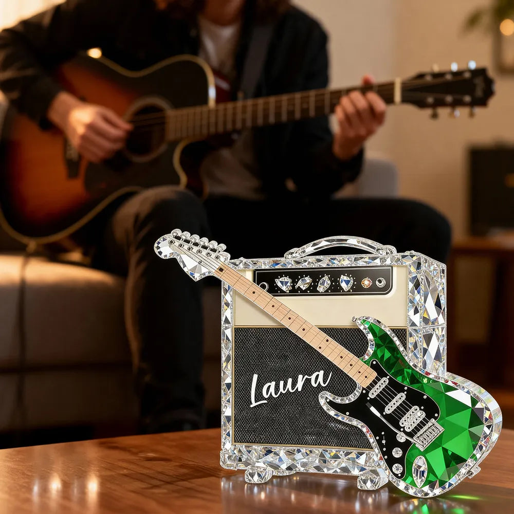 Personalized Crystal Guitar Decor for Music Lovers - Unique Gift Plaque MagicInPrints