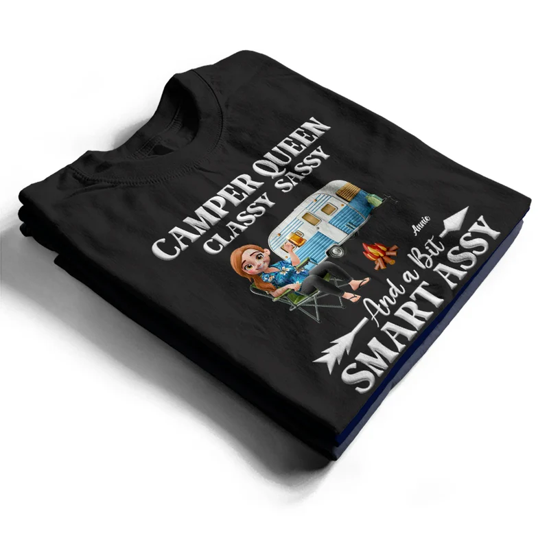 Personalized Women's Camping T-Shirt - Camper Queen Humor Cloth MagicInPrints