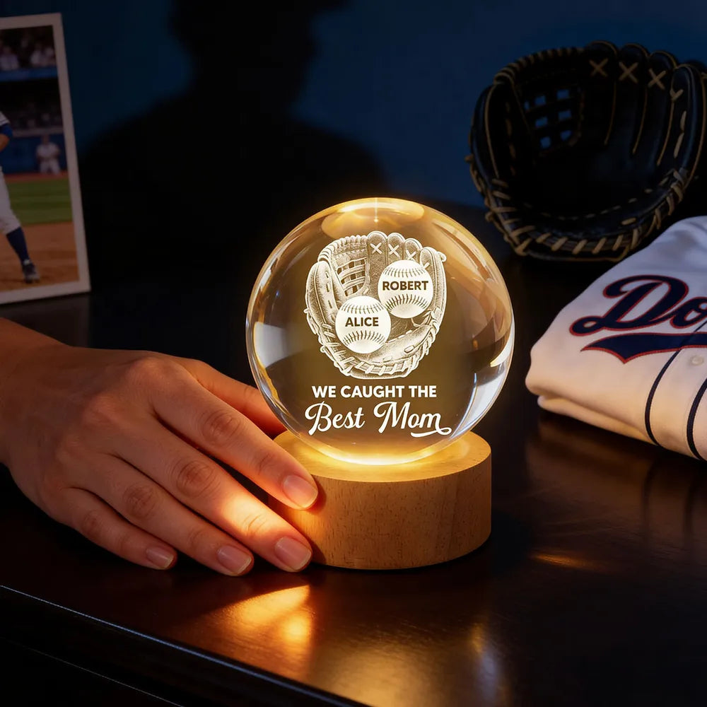 Personalized Baseball Mom LED Lamp with Custom Names - Mother's Day Gift Lamp MagicInPrints