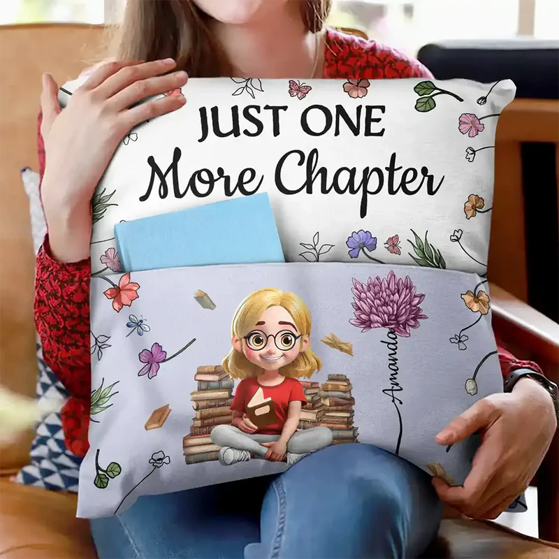 Personalized Reading Pillow for Book Lovers with Pocket - Cozy Home Decor Pillow MagicInPrints