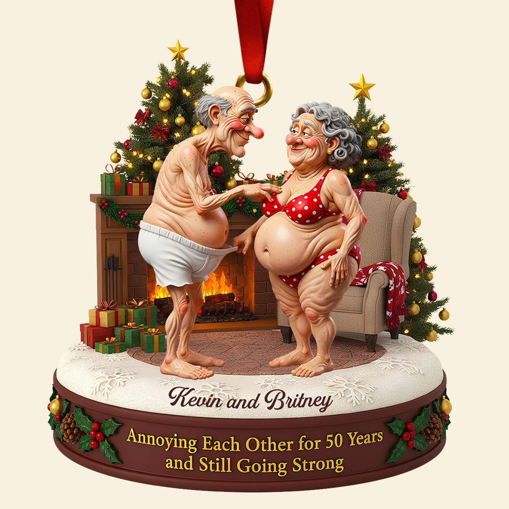 Annoying Each Other for 50 Years and Still Going Strong - Personalized Old Couple Christmas Ornament Ornament MagicInPrints