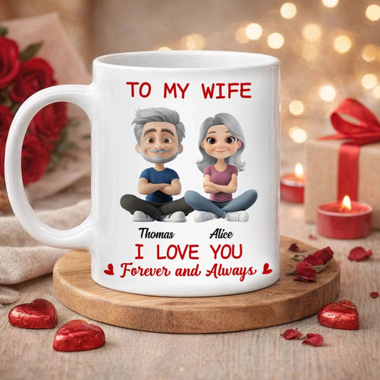 Personalized Mug for Wife with Custom Cartoon Couple - Anniversary Gift Cup MagicInPrints