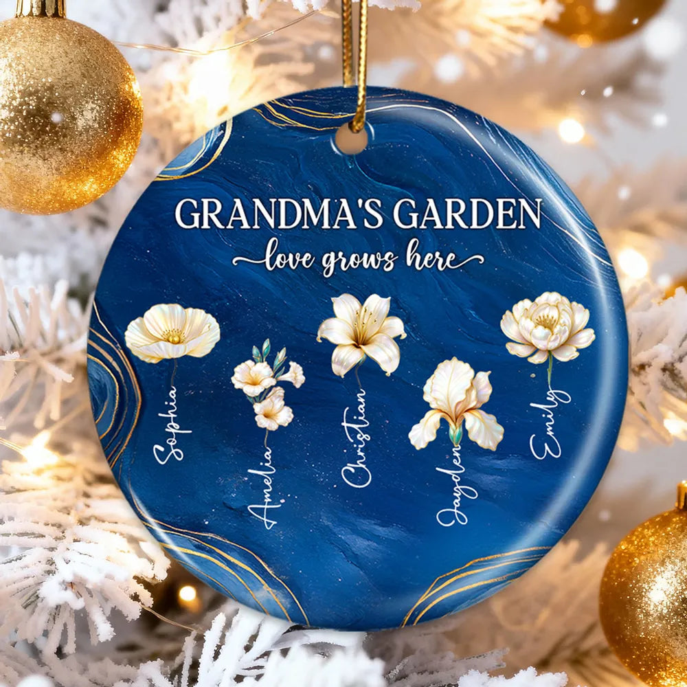 Personalized Family Ornament for Grandma - Floral Design Keepsake Ornament MagicInPrints