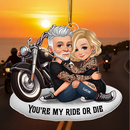 Personalized Couple Motorcycle Ornament for Bikers - Romantic Gift Ornament MagicInPrints