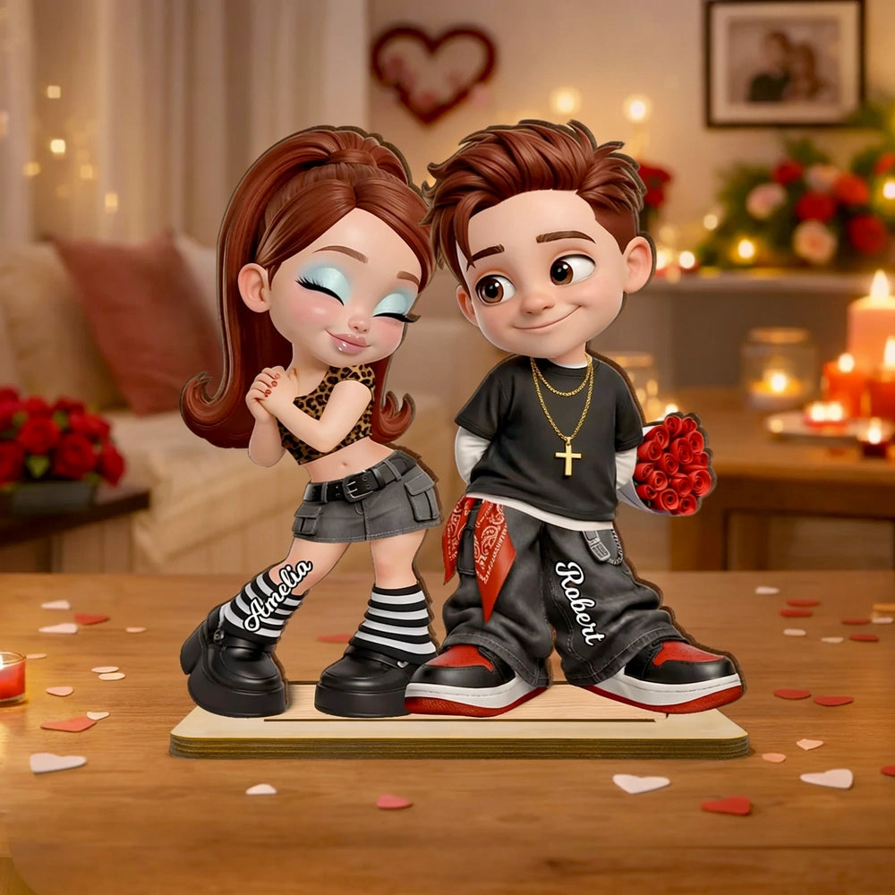Personalized Couple Figurine Romantic Gift for Valentine's Day - Custom Names Plaque MagicInPrints