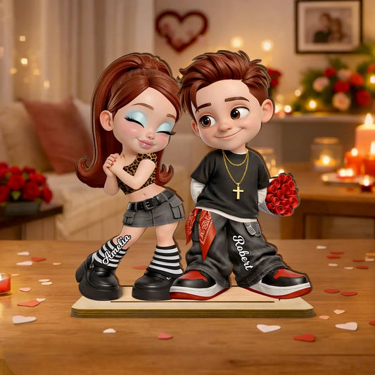 Personalized Couple Figurine Romantic Gift for Valentine's Day - Custom Names Plaque MagicInPrints