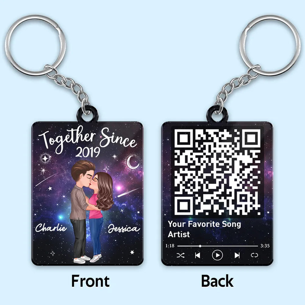 Personalized Couples Keychain with QR Code - Romantic Gift for Anniversaries Keychain MagicInPrints