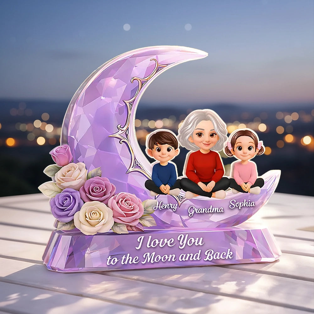 Personalized Moon and Back Acrylic Plaque for Grandma - Sentimental Gift Plaque MagicInPrints
