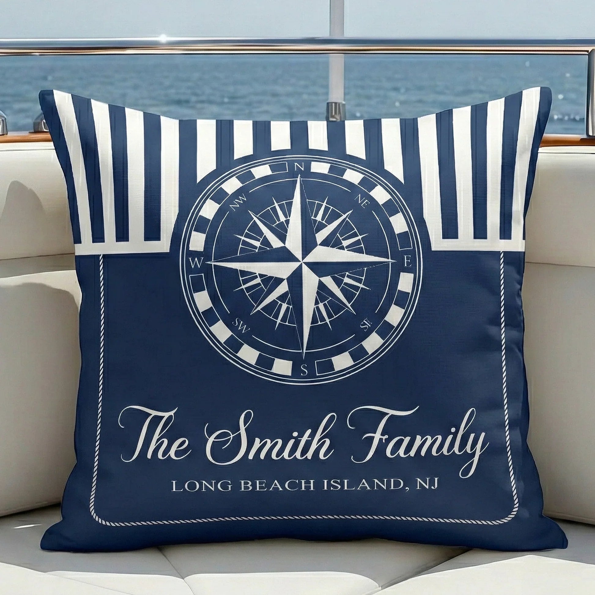 Personalized Nautical Throw Pillow Set for Families - Coastal Home Decor Pillow or Blanket MagicInPrints