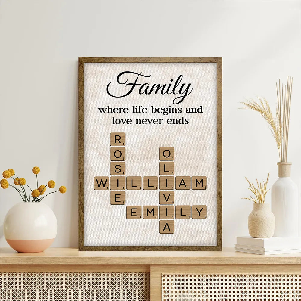 Personalized Family Name Crossword Wall Art for Home Decor - Sentimental Gift Poster or Canvas MagicInPrints